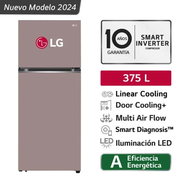 Refrigeradora LG 374L No frost VT37BPK Rosado Arcilla - Imagen 6