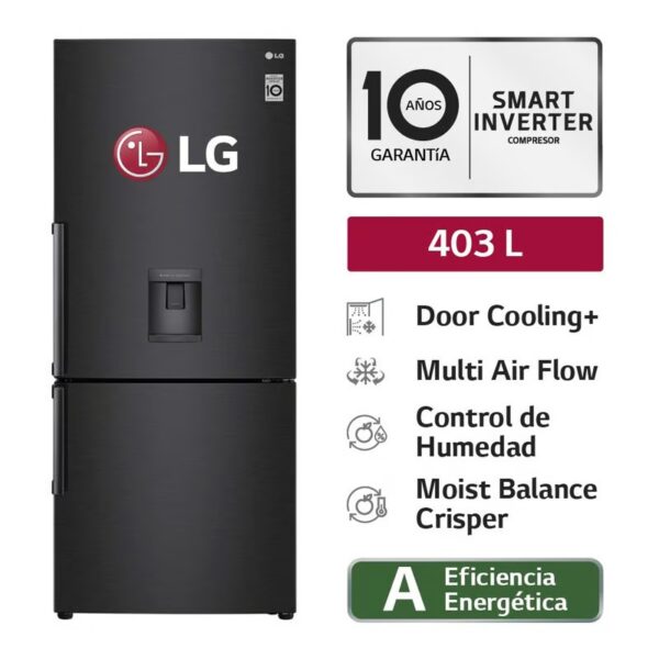 LG  Refrigeradora GB41WGT 403L Door Cooling Bottom Freezer Negro Mate LG