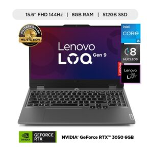 LAPTOP LENOVO LOQ INTEL CORE I5-12450HX 8GB RAM 512GB SSD NVIDIA® GEFORCE RTX™ 3050 6GB 15.6"
