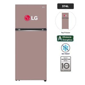 Refrigeradora LG 374L No frost VT37BPK Rosado Arcilla