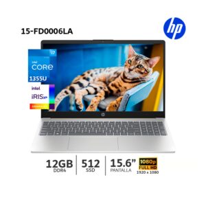Laptop HP Core I7-1355U 15-fd0006la156 Pantalla FHD 12Gb Ram 512Gb SSD Windows - 802N8LA