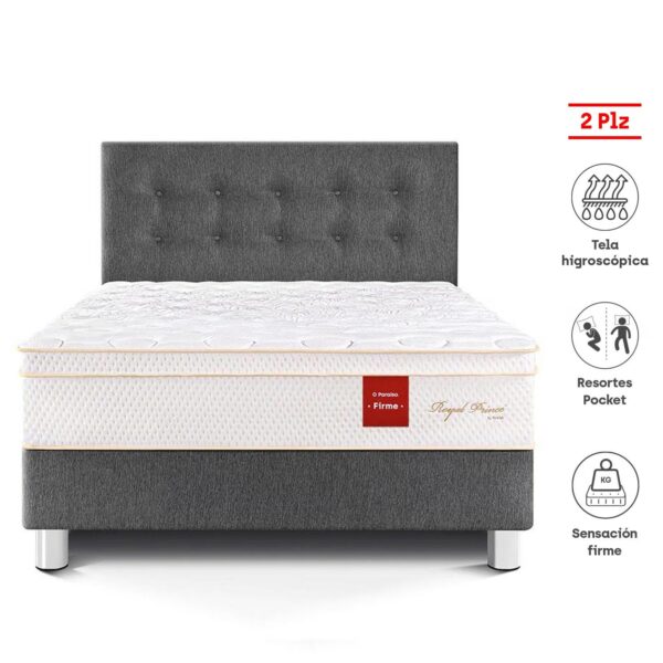 Dormitorio Royal Prince 2 Plazas Acero + 2 Almohadas Viscoelásticas + Protector - Imagen 4