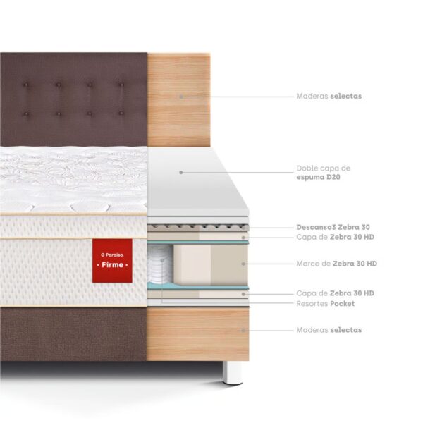 Dormitorio Royal Prince Queen Chocolate + 2 Almohadas Viscoelásticas + Protector - Imagen 2