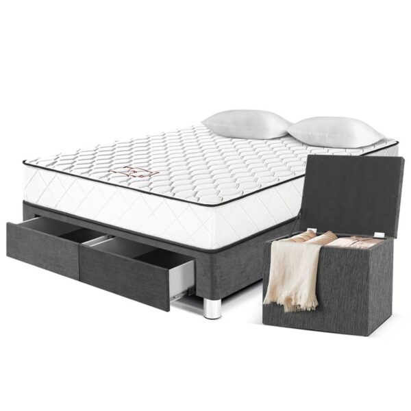 Cama Con Cajones Per 2 Plz + Baúl + 2 Almohadas + Protector