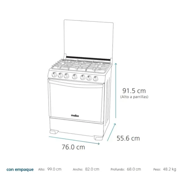 Cocina Mabe 76CM CMP7630FX0 Inox - Imagen 2