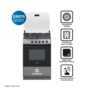 Cocina Indurama Córdova Spazio Plus Gris 4 hornillas